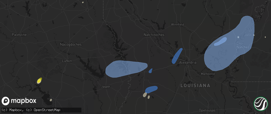 Hail map in Florien, LA on May 23, 2026