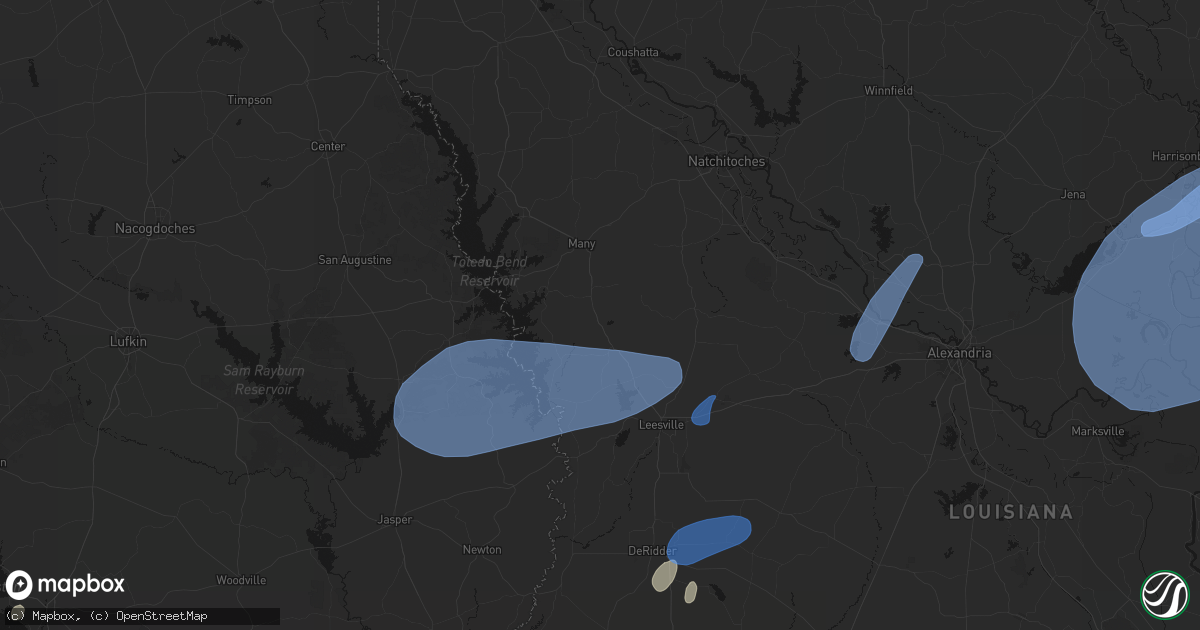 Hail map in Florien, LA on May 23, 2026