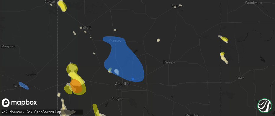 Hail map in Fritch, TX on May 23, 2026