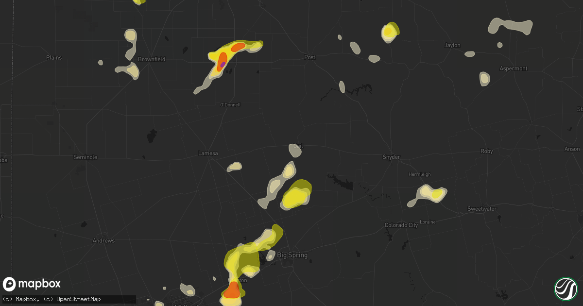 Hail map in Gail, TX on May 23, 2026