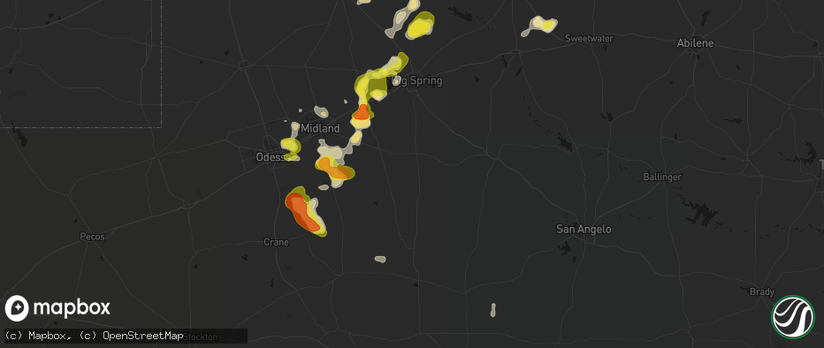 Hail map in Garden City, TX on May 23, 2026