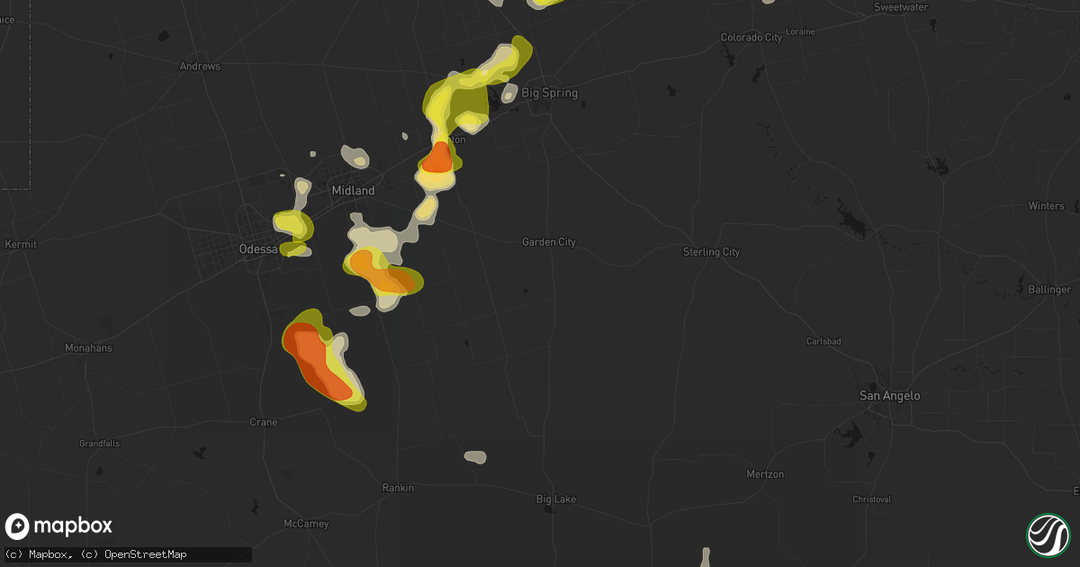Hail map in Garden City, TX on May 23, 2026