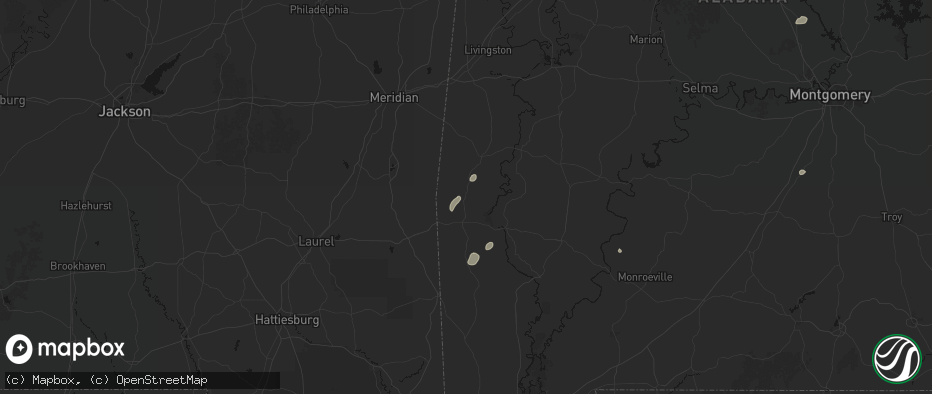 Hail map in Gilbertown, AL on May 23, 2026