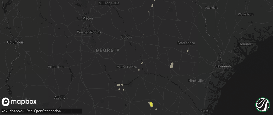 Hail map in Glenwood, GA on May 23, 2026