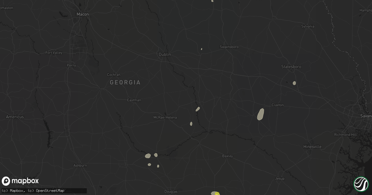 Hail map in Glenwood, GA on May 23, 2026