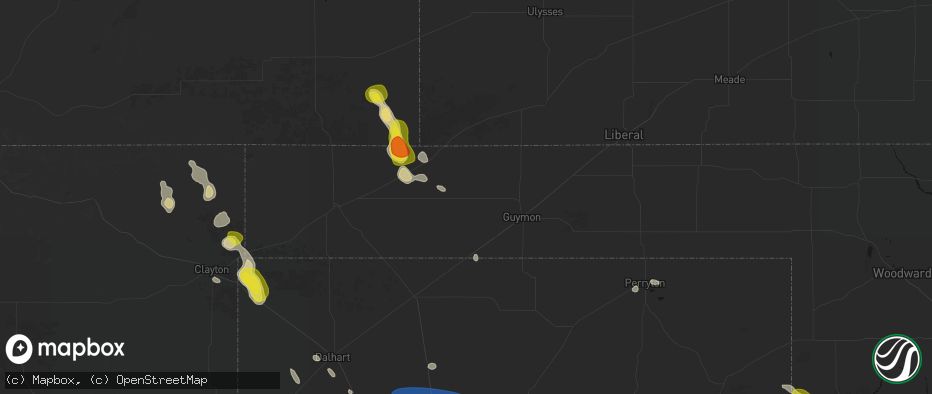 Hail map in Goodwell, OK on May 23, 2026