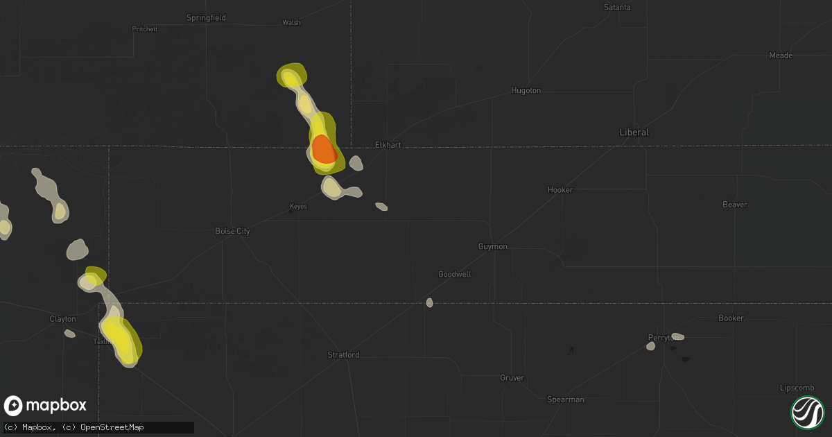 Hail map in Goodwell, OK on May 23, 2026