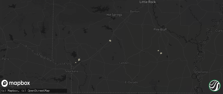 Hail map in Gurdon, AR on May 23, 2026