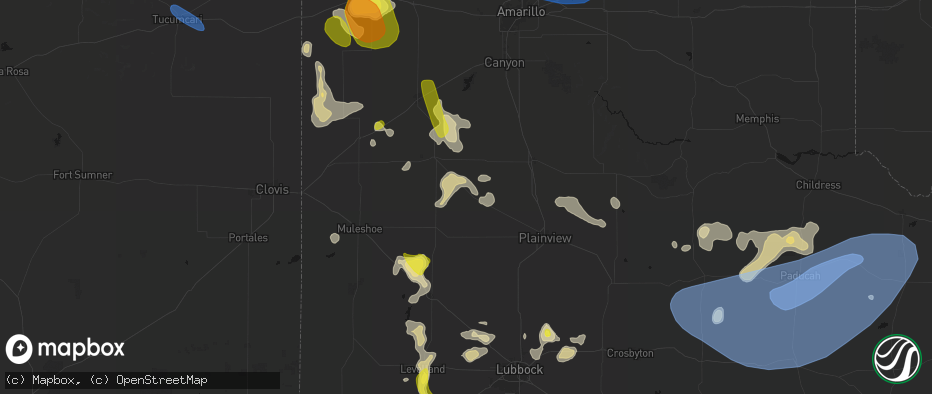 Hail map in Hart, TX on May 23, 2026