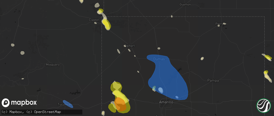 Hail map in Hartley, TX on May 23, 2026