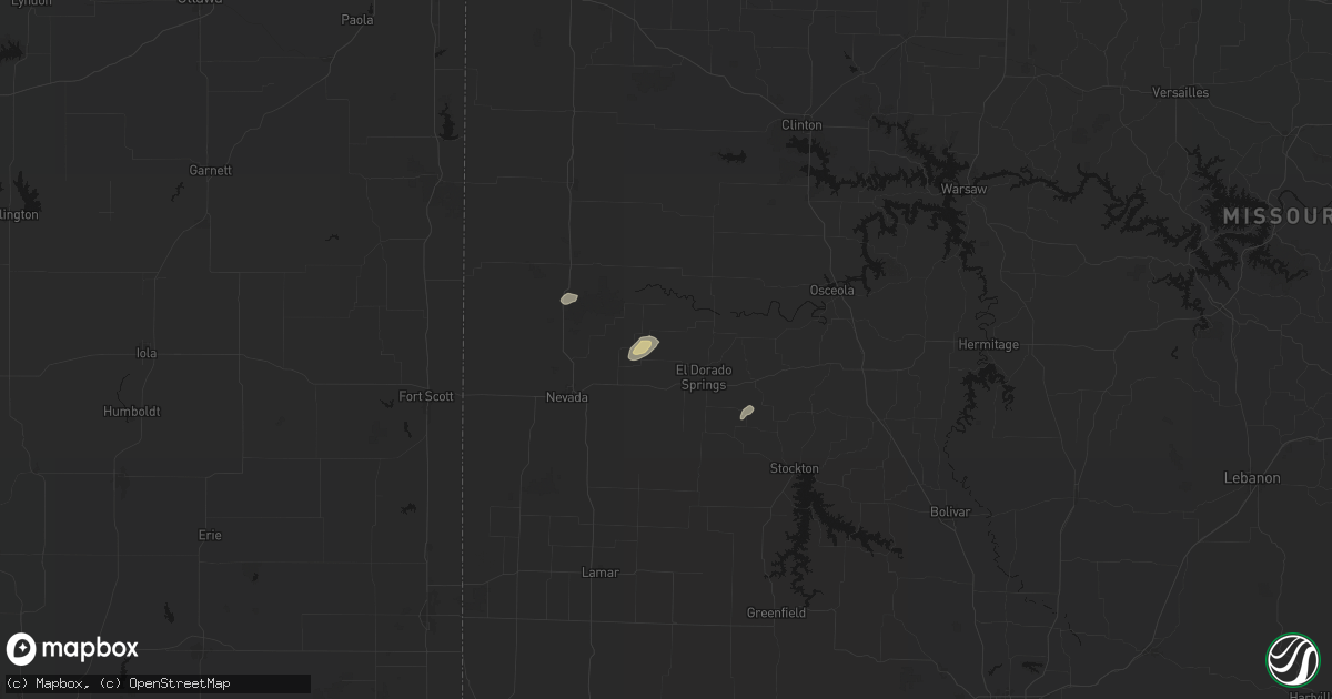 Hail map in Harwood, MO on May 23, 2026