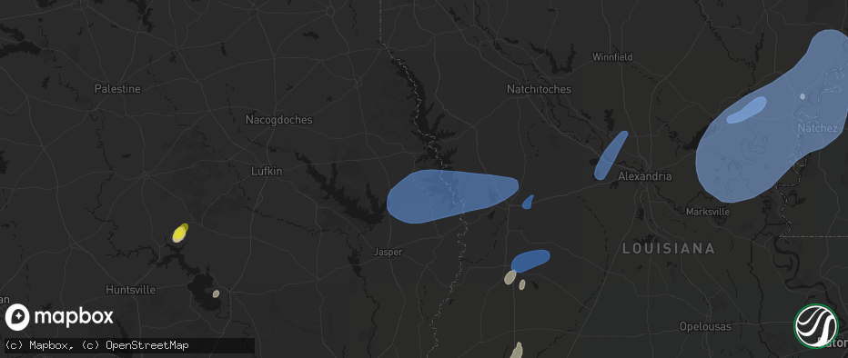 Hail map in Hemphill, TX on May 23, 2026