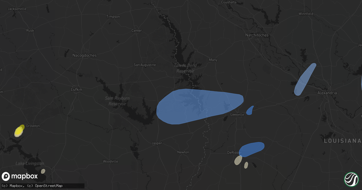 Hail map in Hemphill, TX on May 23, 2026