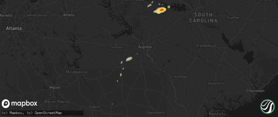 Hail map in Hephzibah, GA on May 23, 2026