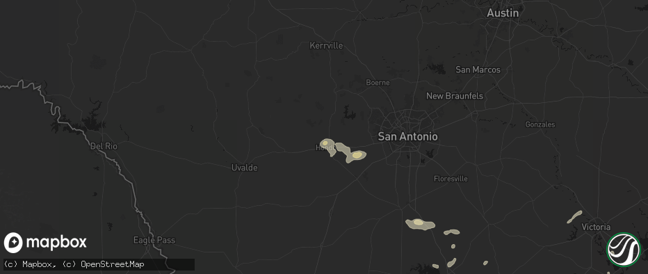 Hail map in Hondo, TX on May 23, 2026