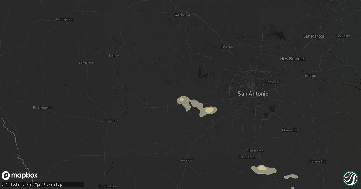 Hail map in Hondo, TX on May 23, 2026