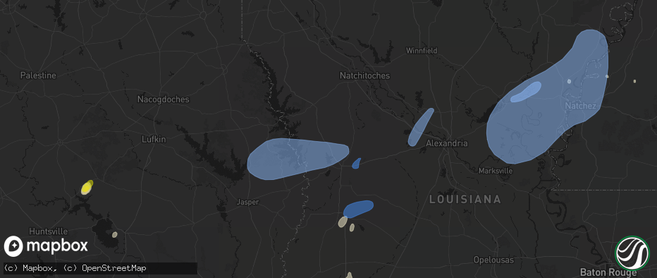 Hail map in Hornbeck, LA on May 23, 2026