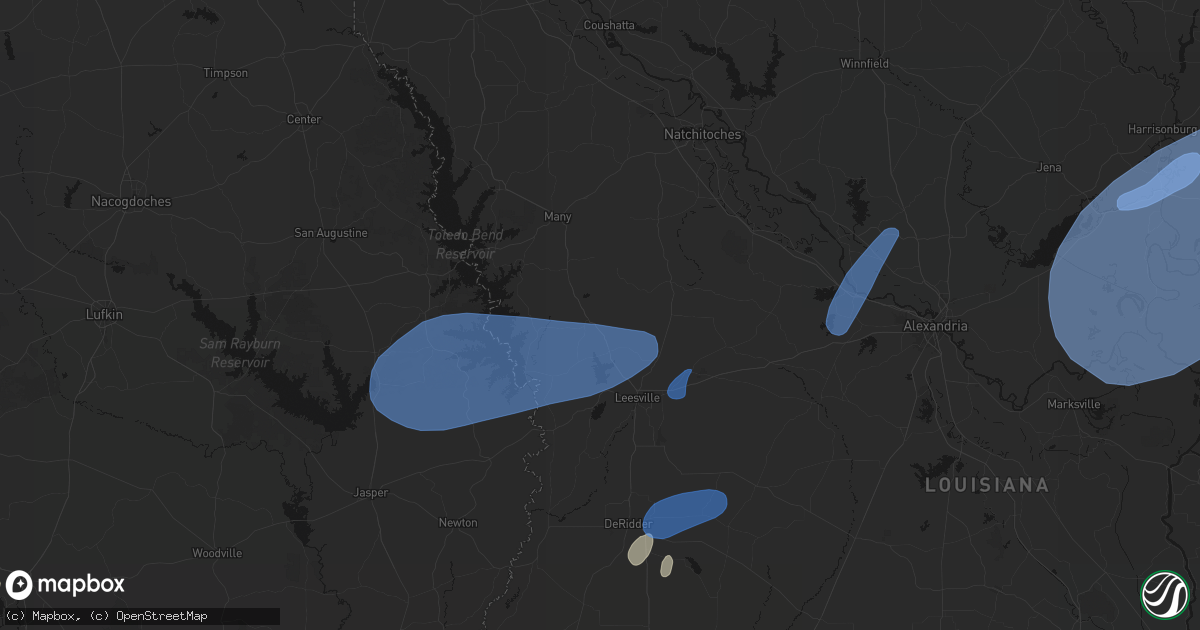 Hail map in Hornbeck, LA on May 23, 2026