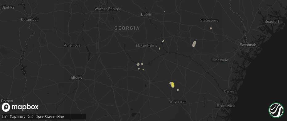 Hail map in Jacksonville, GA on May 23, 2026