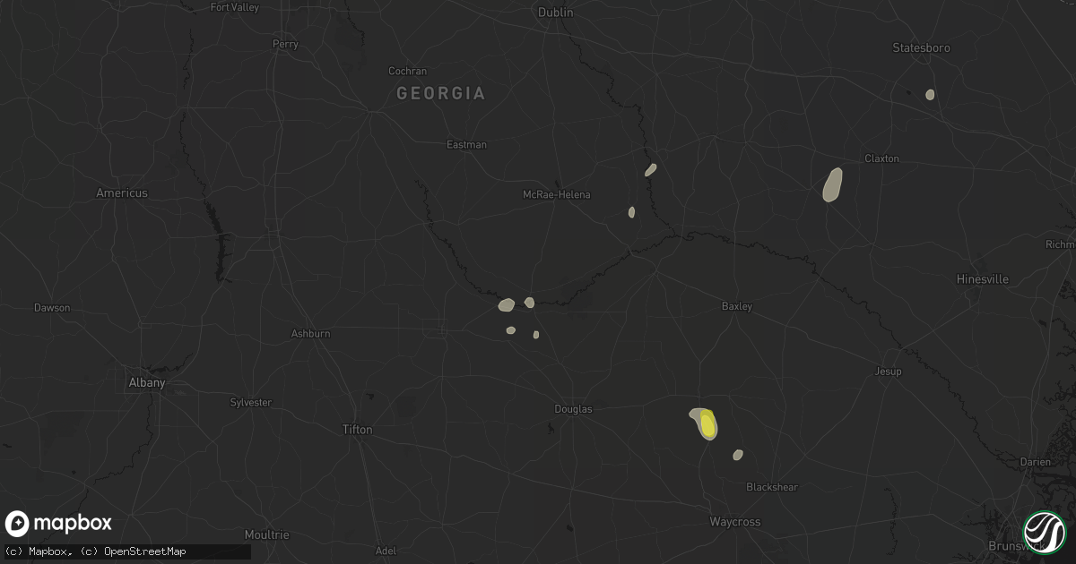 Hail map in Jacksonville, GA on May 23, 2026