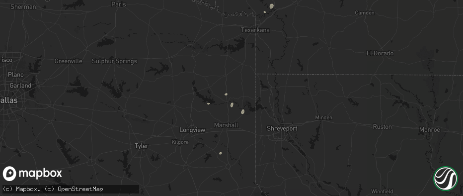 Hail map in Jefferson, TX on May 23, 2026