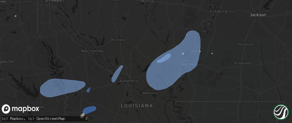 Hail map in Jena, LA on May 23, 2026