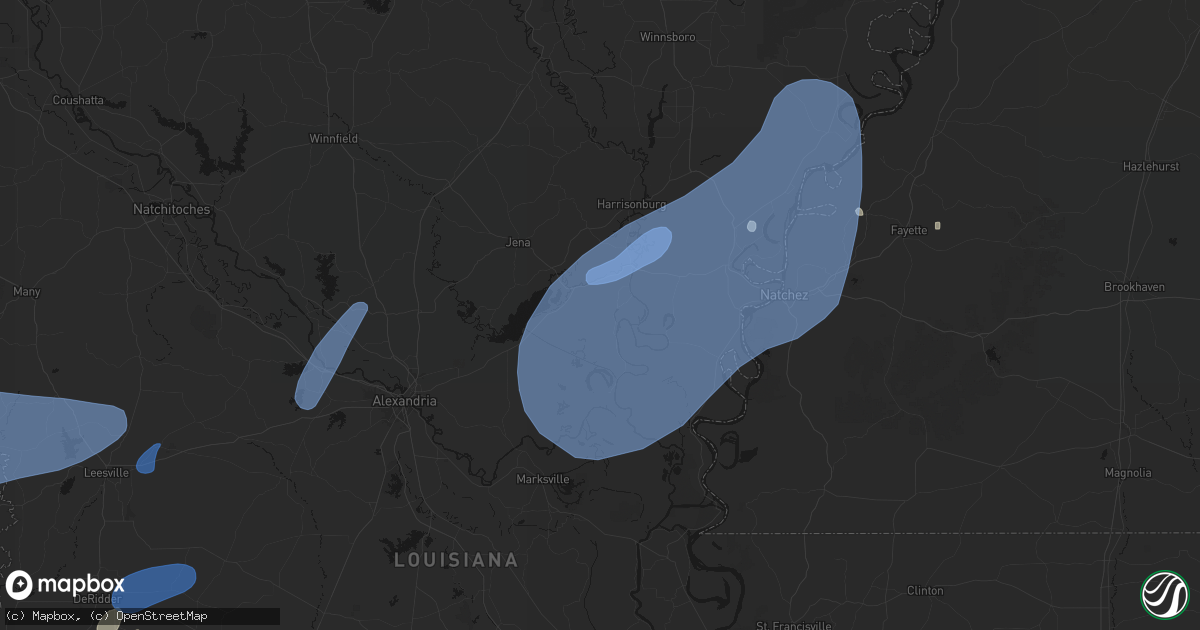 Hail map in Jonesville, LA on May 23, 2026