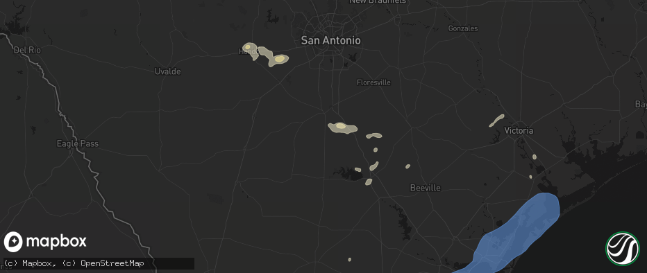 Hail map in Jourdanton, TX on May 23, 2026