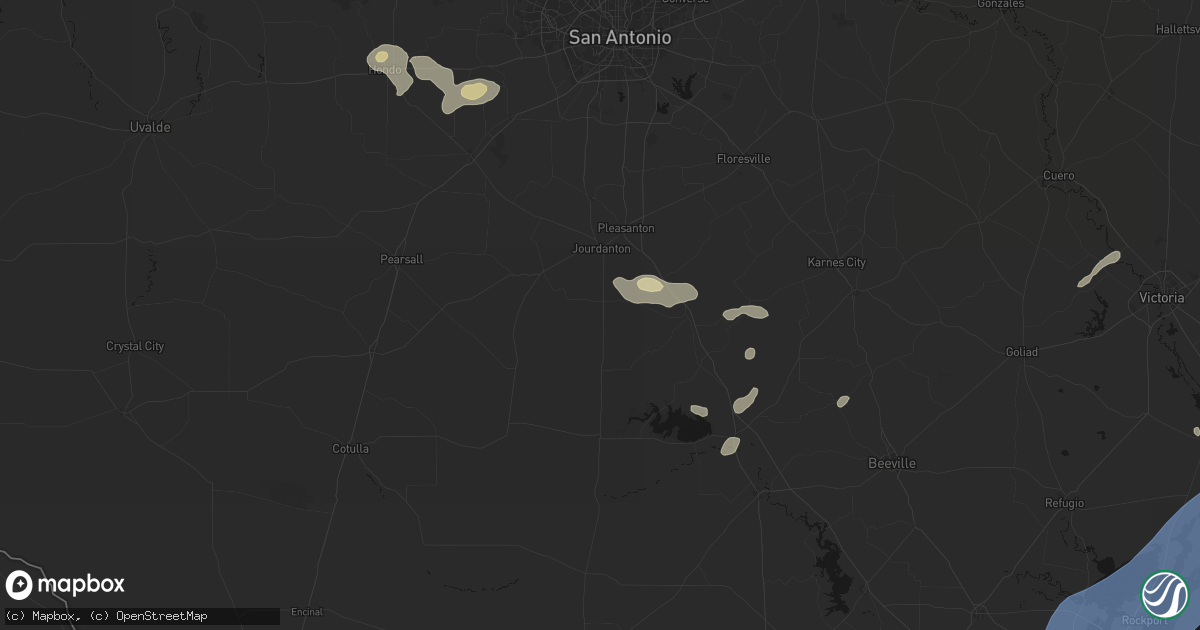 Hail map in Jourdanton, TX on May 23, 2026