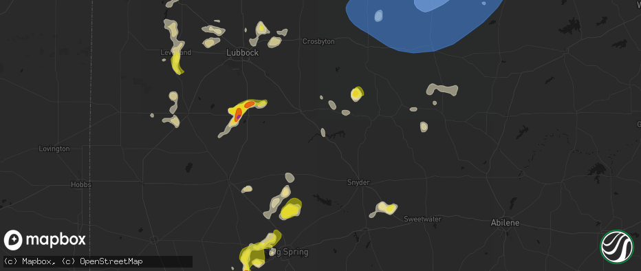 Hail map in Justiceburg, TX on May 23, 2026
