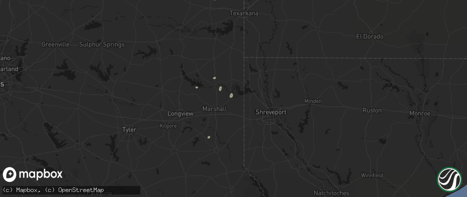 Hail map in Karnack, TX on May 23, 2026