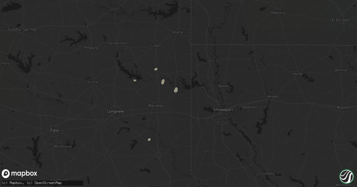 Hail map in Karnack, TX on May 23, 2026