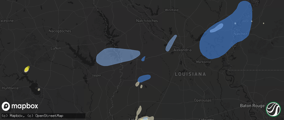 Hail map in Leesville, LA on May 23, 2026