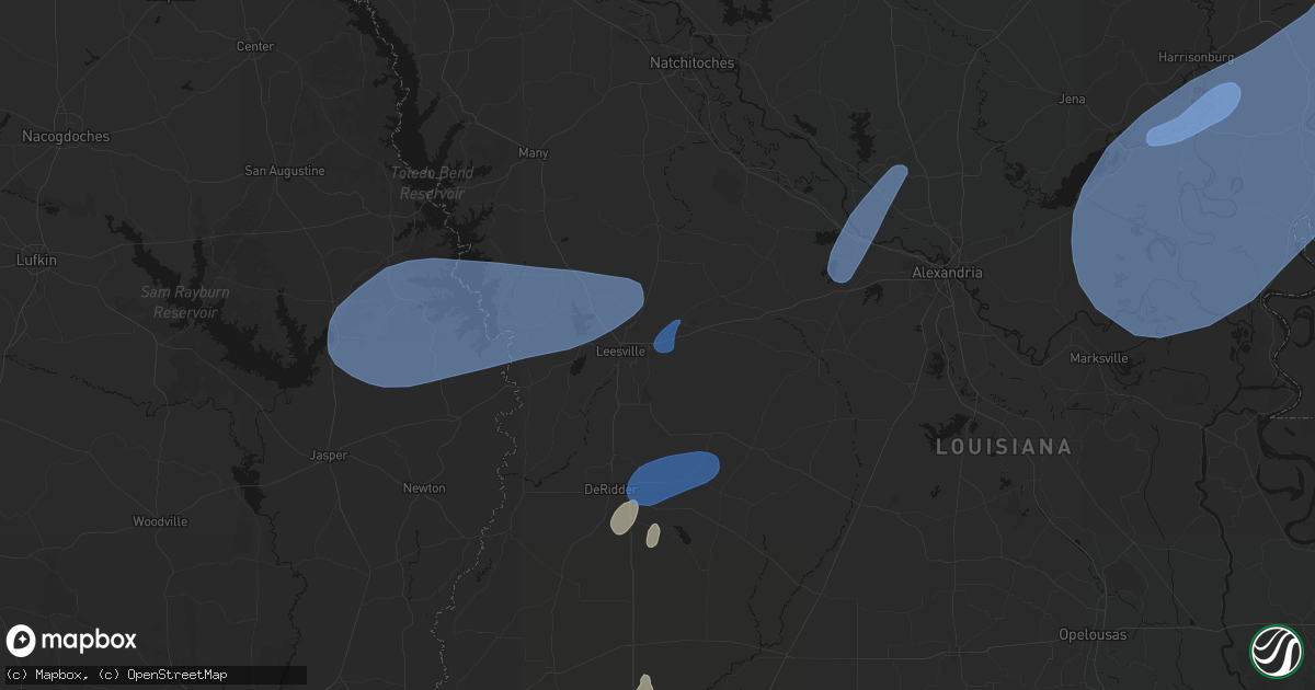 Hail map in Leesville, LA on May 23, 2026