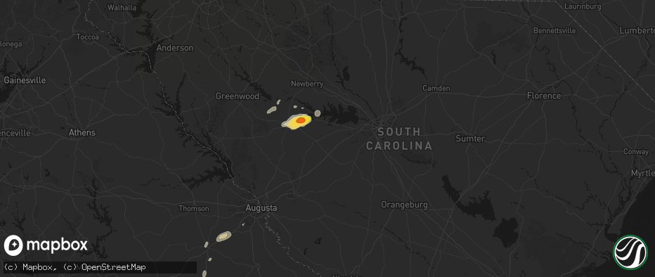 Hail map in Leesville, SC on May 23, 2026