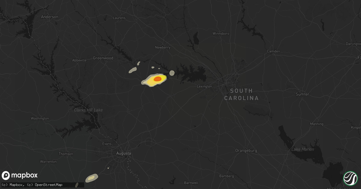 Hail map in Leesville, SC on May 23, 2026
