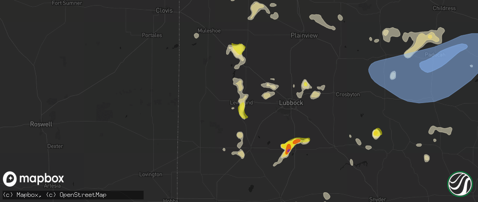 Hail map in Levelland, TX on May 23, 2026