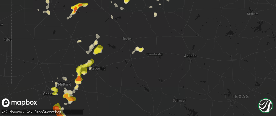 Hail map in Loraine, TX on May 23, 2026