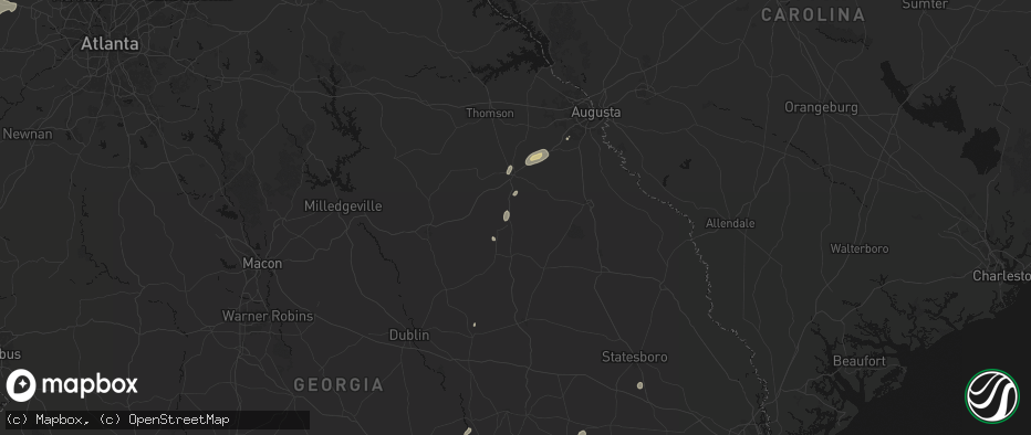 Hail map in Louisville, GA on May 23, 2026