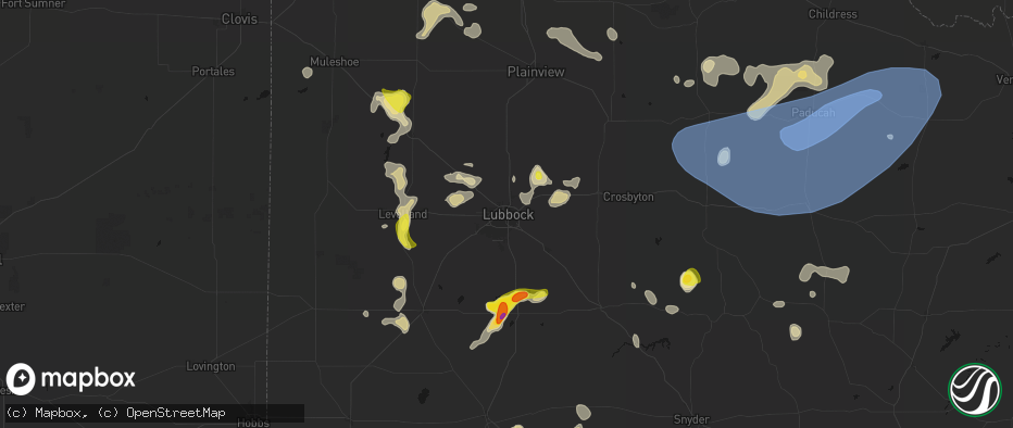 Hail map in Lubbock, TX on May 23, 2026