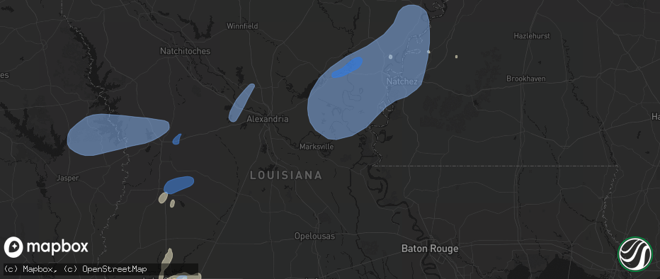 Hail map in Marksville, LA on May 23, 2026