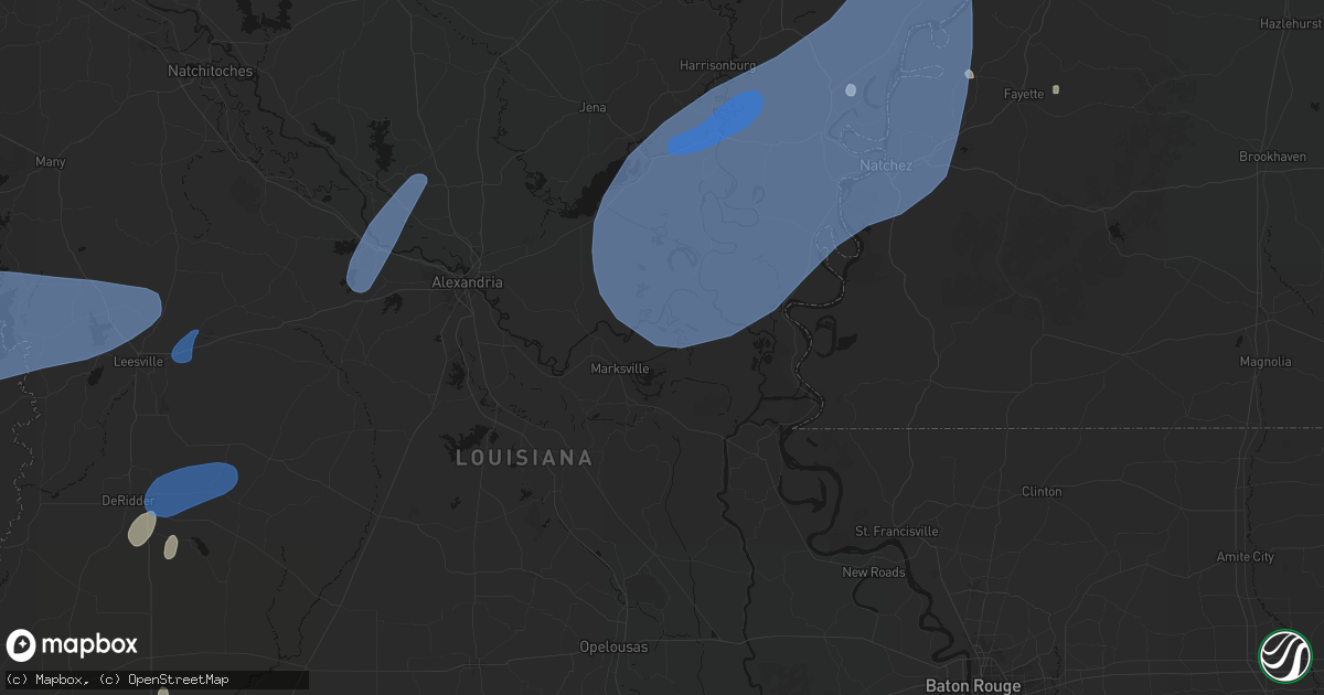 Hail map in Marksville, LA on May 23, 2026