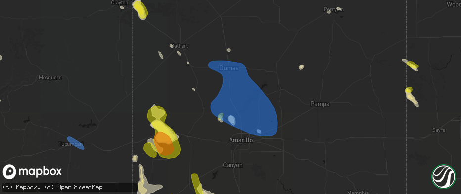 Hail map in Masterson, TX on May 23, 2026