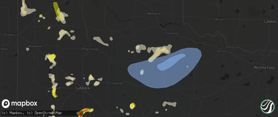 Hail map in Matador, TX on May 23, 2026