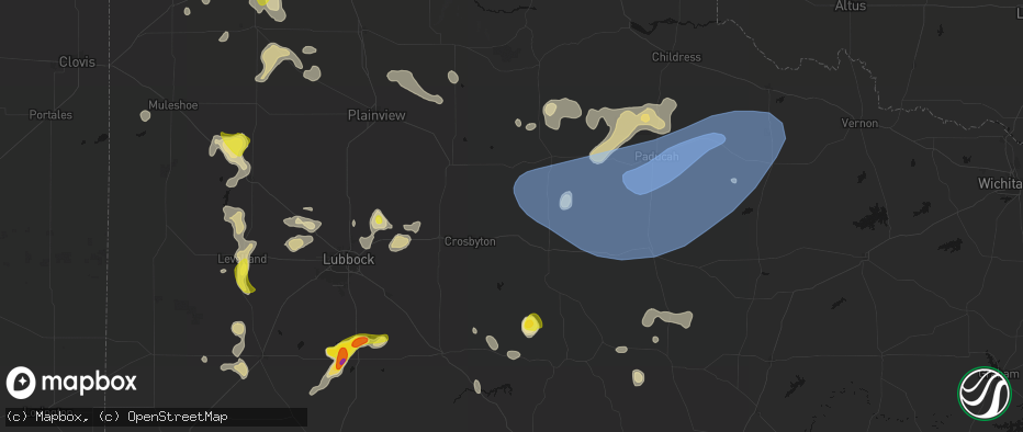 Hail map in Mcadoo, TX on May 23, 2026