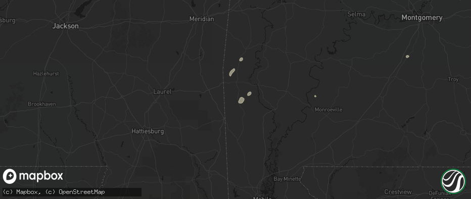 Hail map in Millry, AL on May 23, 2026