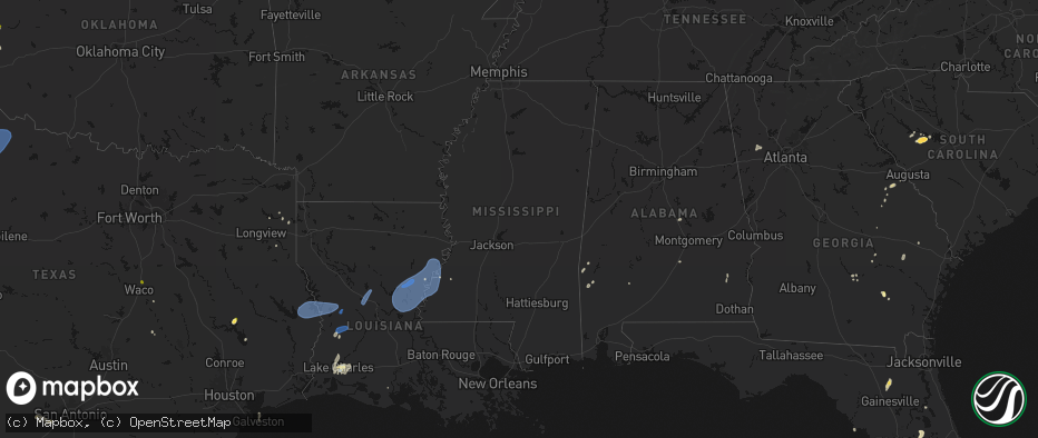 Hail map in Mississippi on May 23, 2026