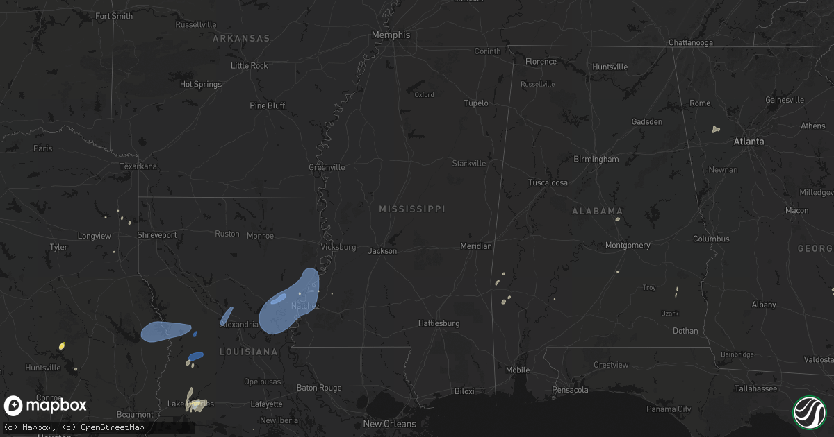 Hail map in Mississippi on May 23, 2026
