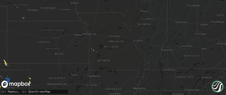 Hail map in Missouri on May 23, 2026