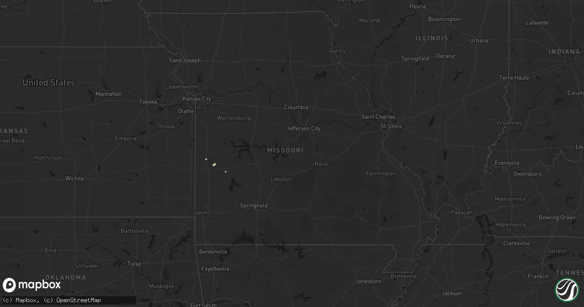 Hail map in Missouri on May 23, 2026
